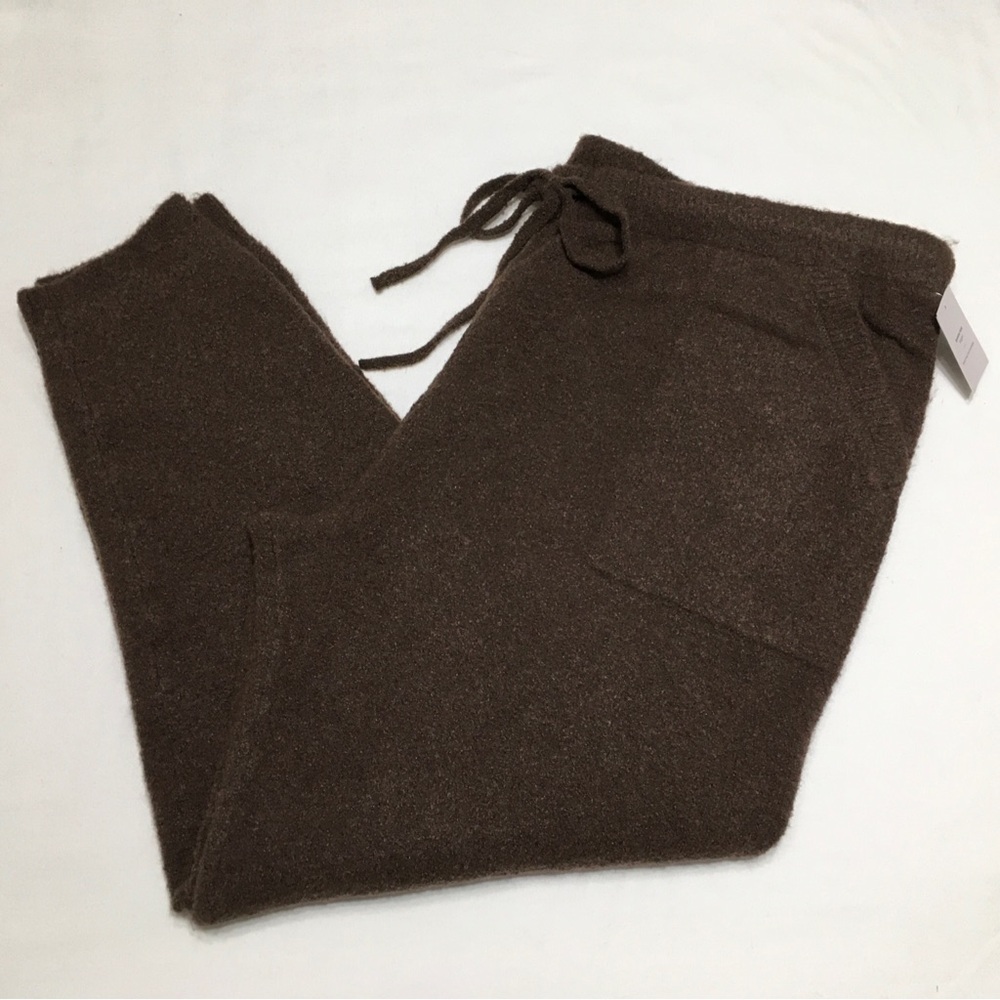 Auden Women's Size 1X Brown Sweater Knit Ribbed Cuffed-Leg Jogger Pajama Pants - Picture 7 of 7